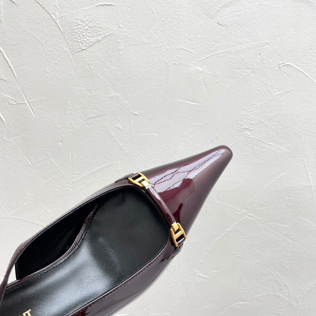 CARINE SLINGBACK PUMPS 45 IN PATENT MAROON LEATHER