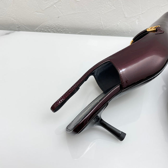 CARINE SLINGBACK PUMPS 45 IN PATENT MAROON LEATHER