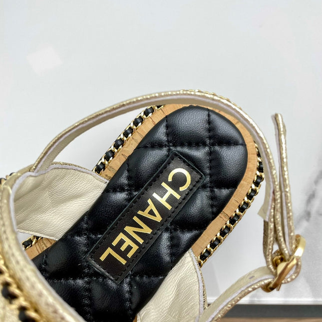 DOUBLE STRAPS SANDALS IN LIGHT GOLD LAMBSKIN