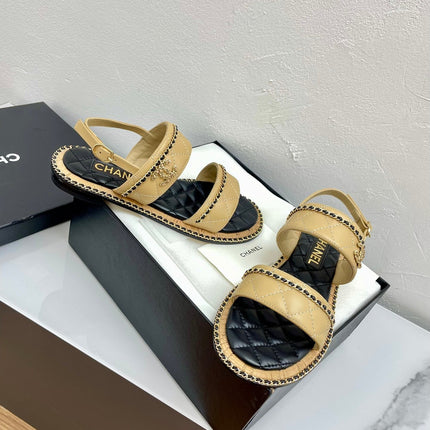 DOUBLE STRAPS SANDALS IN YELLOW CREAM LAMBSKIN