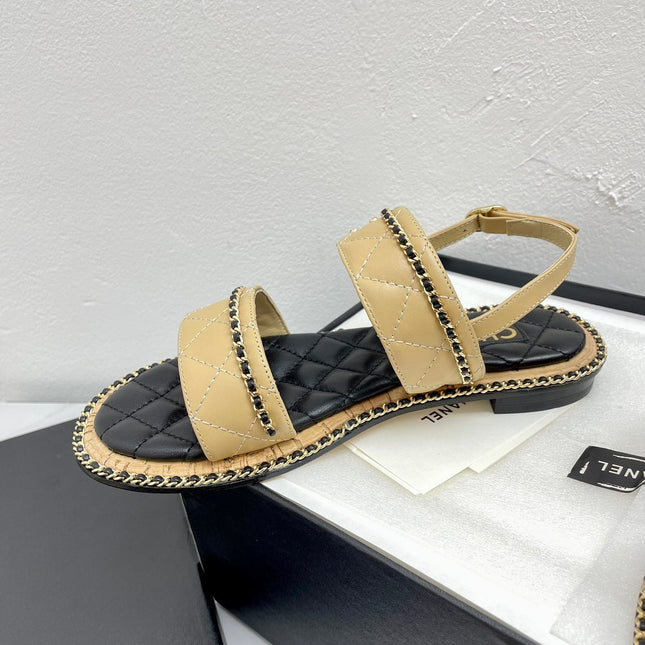 DOUBLE STRAPS SANDALS IN YELLOW CREAM LAMBSKIN