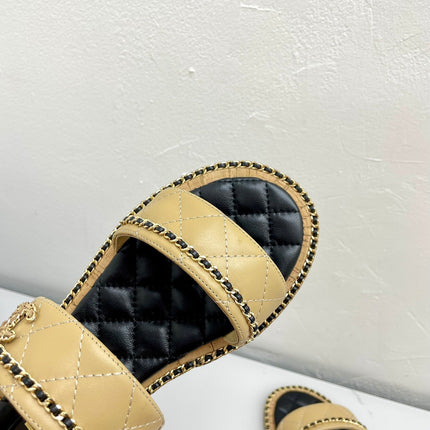 DOUBLE STRAPS SANDALS IN YELLOW CREAM LAMBSKIN