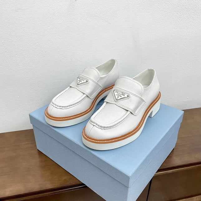 PRA CHOCOLATE LOAFERS WHITE CALFSKIN