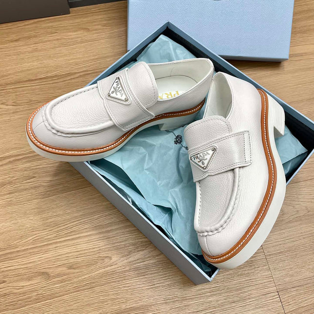 PRA CHOCOLATE LOAFERS WHITE CALFSKIN