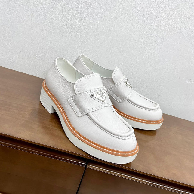 PRA CHOCOLATE LOAFERS WHITE CALFSKIN