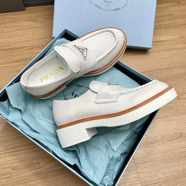 PRA CHOCOLATE LOAFERS WHITE CALFSKIN
