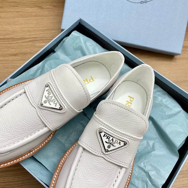PRA CHOCOLATE LOAFERS WHITE CALFSKIN