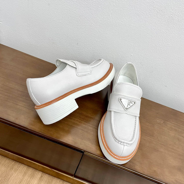 PRA CHOCOLATE LOAFERS WHITE CALFSKIN