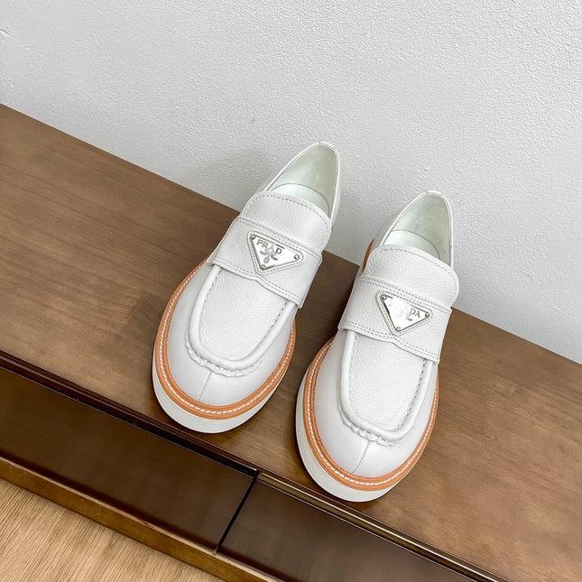 PRA CHOCOLATE LOAFERS WHITE CALFSKIN