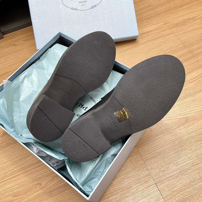 PRA CHOCOLATE LOAFERS BLACK AND WHITE CALFSKIN