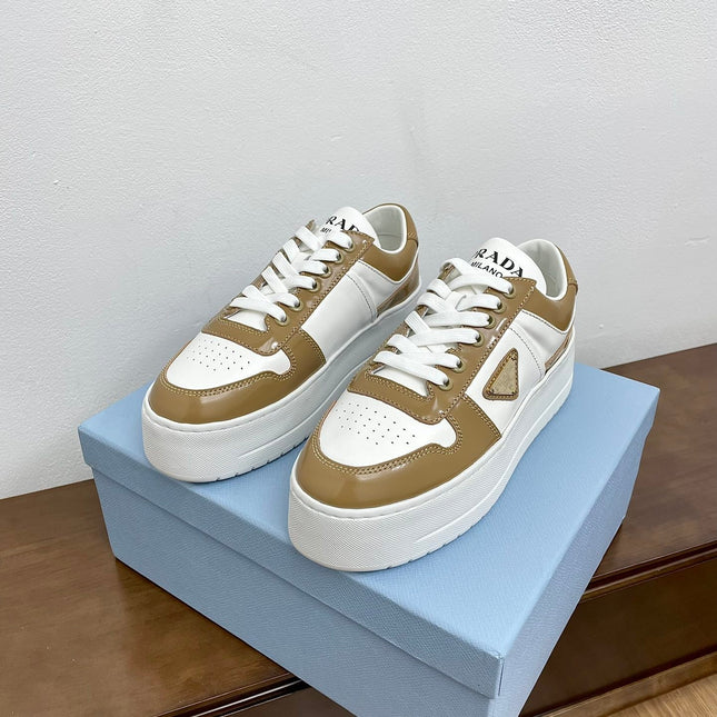 PRA DOWNTOWN BOLD SNEAKERS WHITE AND PEANUT CALFSKIN