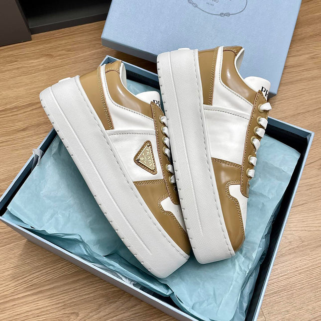 PRA DOWNTOWN BOLD SNEAKERS WHITE AND PEANUT CALFSKIN