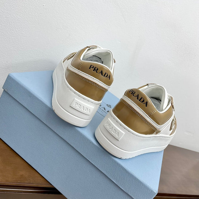 PRA DOWNTOWN BOLD SNEAKERS WHITE AND PEANUT CALFSKIN