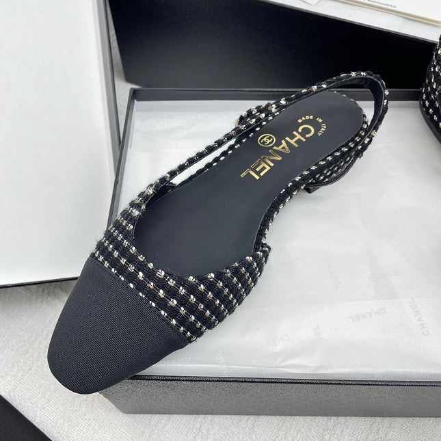 CC SLINGBACK 25S 25 MM IN BLACK TWEED AND FABRIC