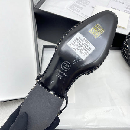 CC SLINGBACK 25S 25 MM IN BLACK TWEED AND FABRIC