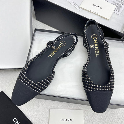 CC SLINGBACK 25S 25 MM IN BLACK TWEED AND FABRIC