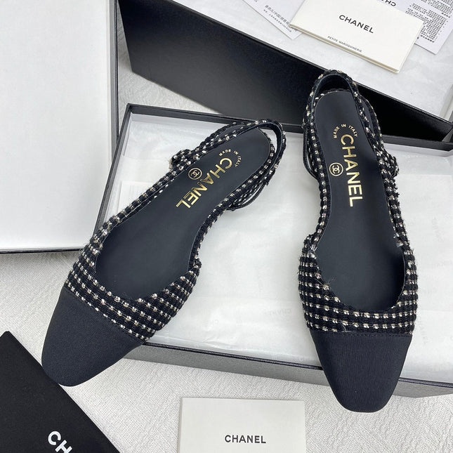 CC SLINGBACK 25S 25 MM IN BLACK TWEED AND FABRIC