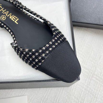 CC SLINGBACK 25S 25 MM IN BLACK TWEED AND FABRIC