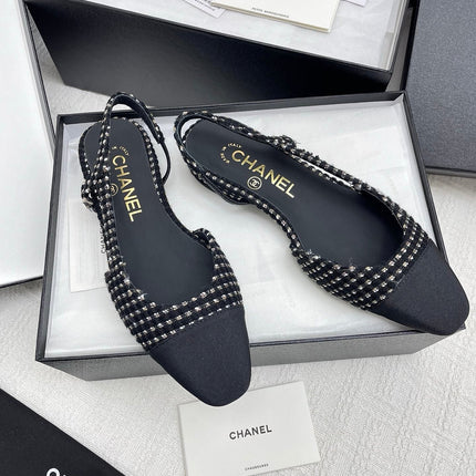 CC SLINGBACK 25S 25 MM IN BLACK TWEED AND FABRIC