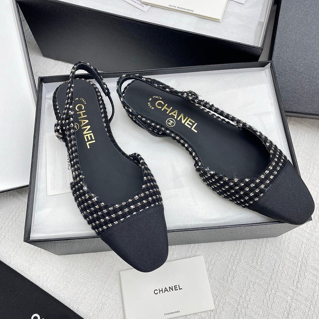CC SLINGBACK 25S 25 MM IN BLACK TWEED AND FABRIC