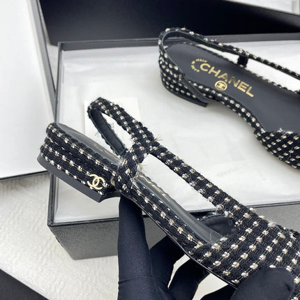 CC SLINGBACK 25S 25 MM IN BLACK TWEED AND FABRIC