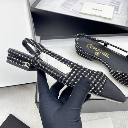 CC SLINGBACK 25S 25 MM IN BLACK TWEED AND FABRIC