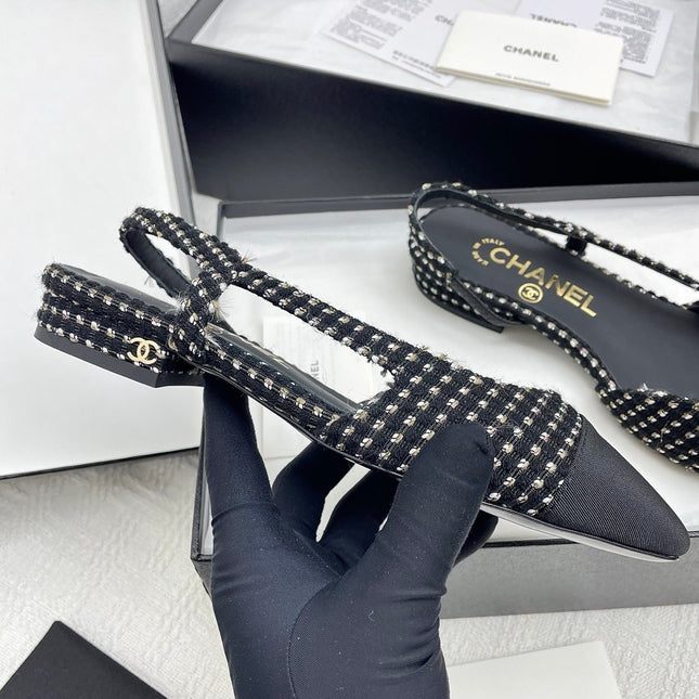 CC SLINGBACK 25S 25 MM IN BLACK TWEED AND FABRIC