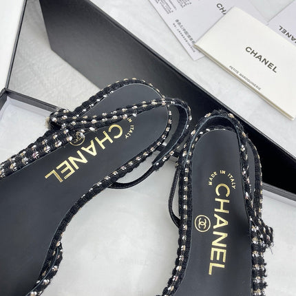 CC SLINGBACK 25S 25 MM IN BLACK TWEED AND FABRIC