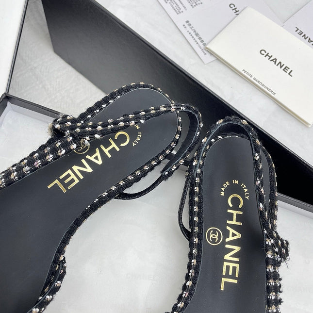 CC SLINGBACK 25S 25 MM IN BLACK TWEED AND FABRIC