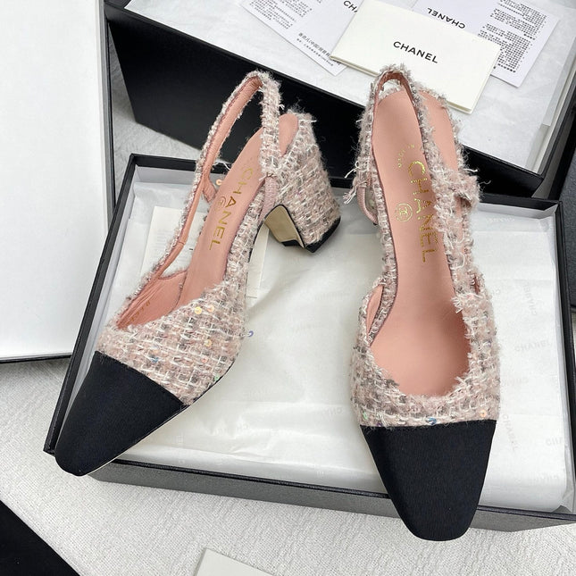 CC SLINGBACK 25S 65 MM IN LIGHT PINK TWEED