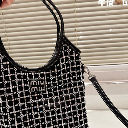 CRYSTAL TOTE 24 BAG IN BLACK CALFSKIN