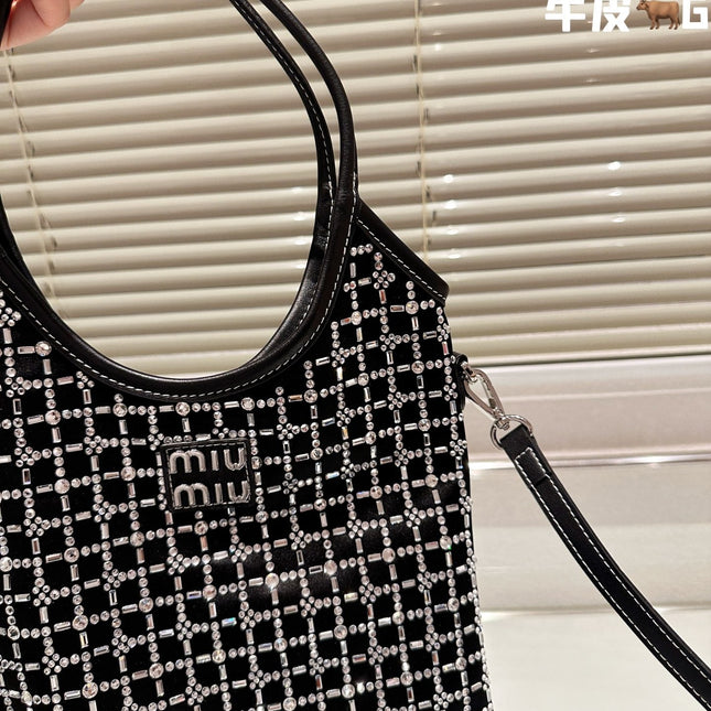 CRYSTAL TOTE 24 BAG IN BLACK CALFSKIN
