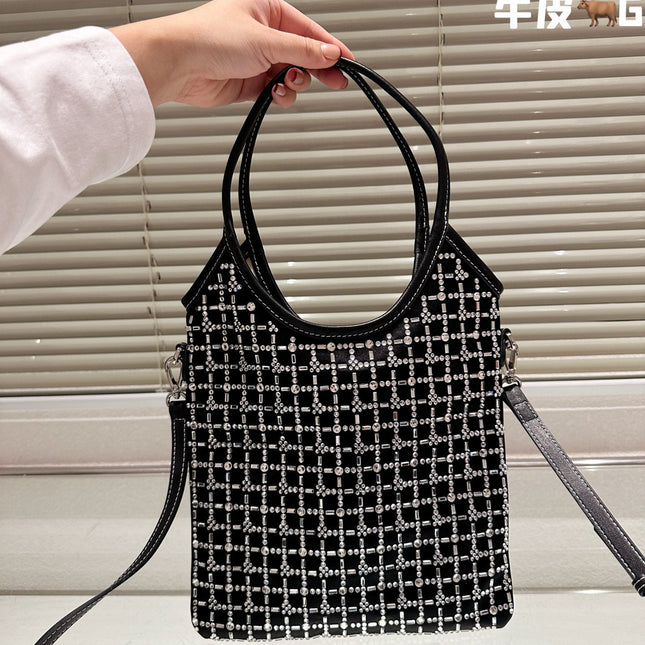 CRYSTAL TOTE 24 BAG IN BLACK CALFSKIN
