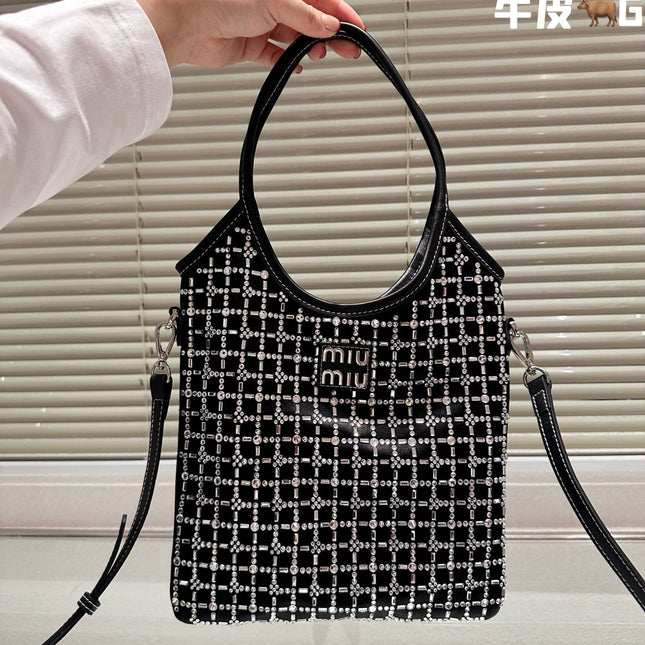 CRYSTAL TOTE 24 BAG IN BLACK CALFSKIN