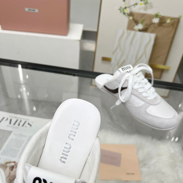 GYMNASIUM SNEAKERS MULES LIGHT GREY SUEDE AND WHITE TECHNICAL FABRIC
