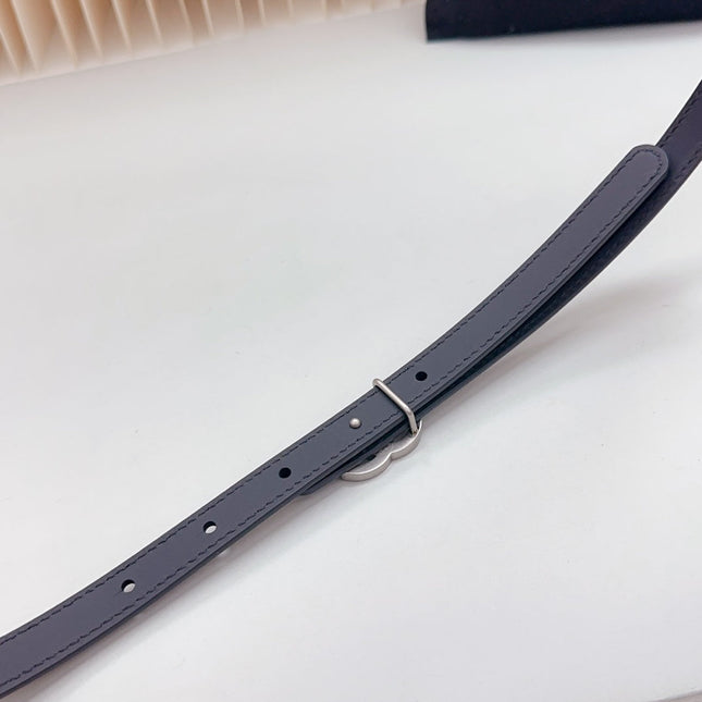 CC BELT 15 MM IN BLACK CALFSKIN WITH SILVER HARDWARE