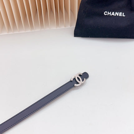 CC BELT 15 MM IN BLACK CALFSKIN WITH SILVER HARDWARE