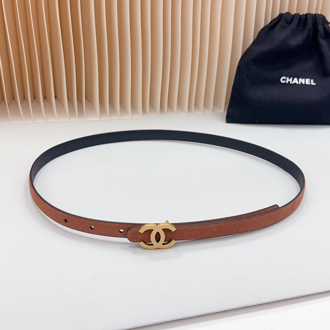 CC BELT 15 MM IN BRONZE BROWN SUEDE WITH GOLD HARDWARE
