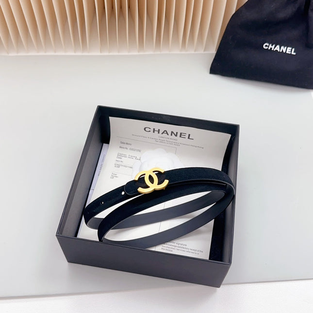 CC BELT 15 MM IN BLACK SUEDE WITH GOLD HARDWARE