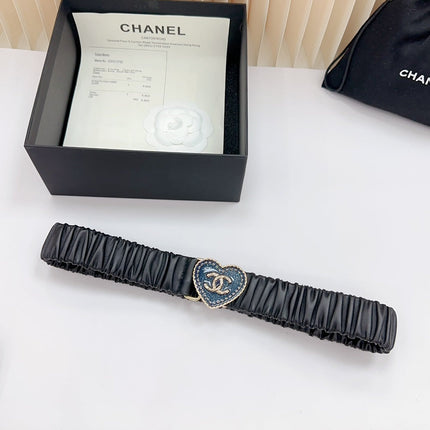CC 30 MM ELASTIC BELT IN BLACK CALFSKIN GOLD HEART HARDWARE