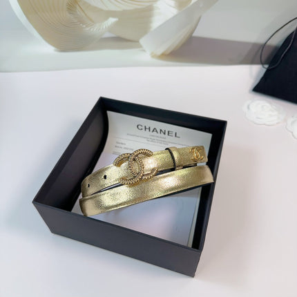 CC BELT 20 MM IN GOLDEN CALFSKIN WITH GOLD HARDWARE