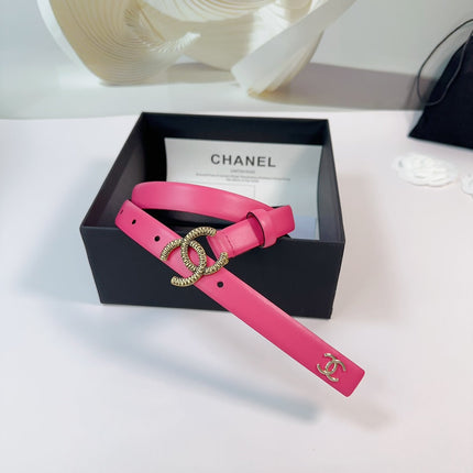 CC BELT 20 MM IN DEEP PINK CALFSKIN WITH GOLD HARDWARE
