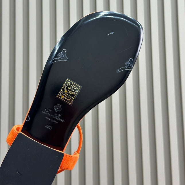 Loro Piana Kyoto Orange Mindil Sandal In Leather