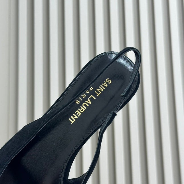 SL BABYLONE SLINGBACK FLAT BLACK SUEDE
