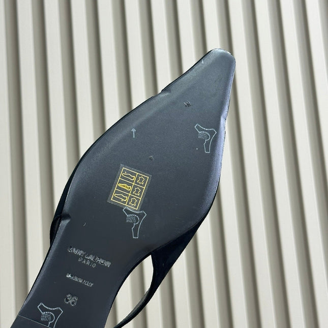 SL BABYLONE SLINGBACK FLAT BLACK SUEDE