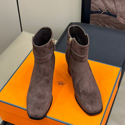 JILL 60 ANKLE BOOT IN BRUNETTE BROWN SUEDE