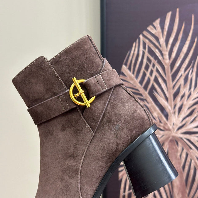JILL 60 ANKLE BOOT IN BRUNETTE BROWN SUEDE