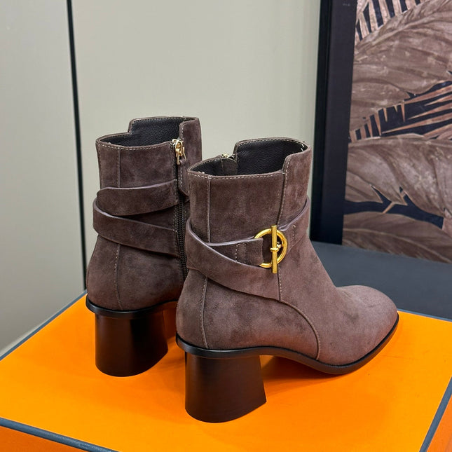 JILL 60 ANKLE BOOT IN BRUNETTE BROWN SUEDE