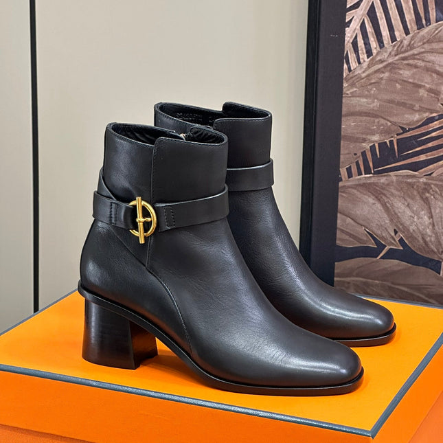 JILL 60 ANKLE BOOT IN BLACK CALFSKIN