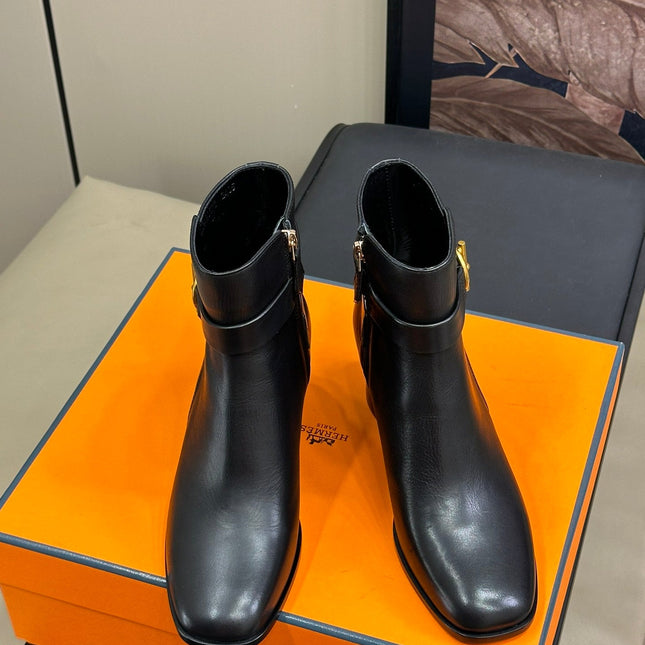 JILL 60 ANKLE BOOT IN BLACK CALFSKIN